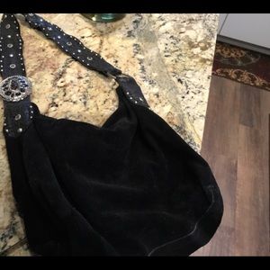 Leather Rock black suede purse.